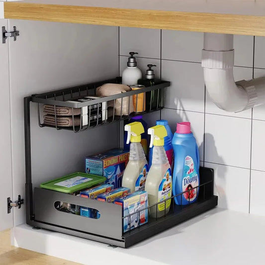 2-Tier Sliding Under-Sink Organizer